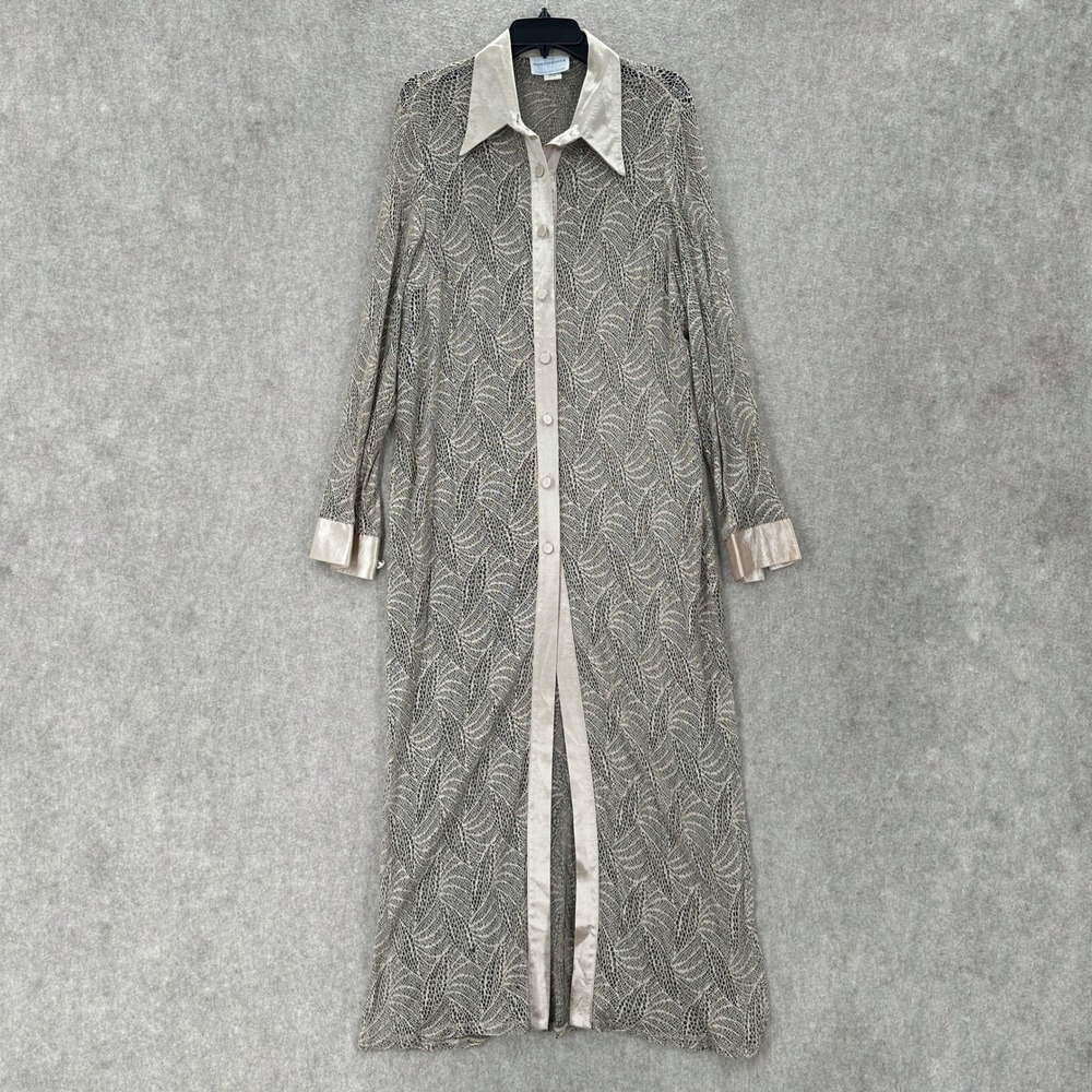 Morningside Sheer Lace Kimono Duster 18W Robe Beige Long Sleeve Button Layering‎